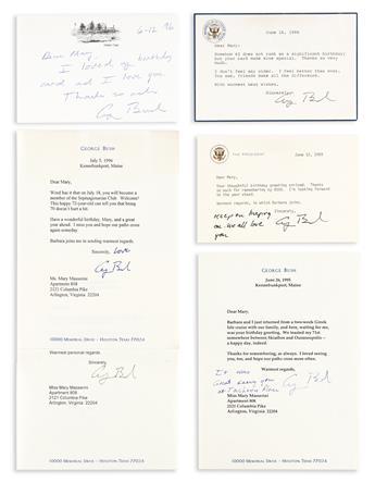 BUSH, GEORGE HERBERT WALKER; AND BARBARA. Small archive of 14 letters to State Department press officer Mary Anita Masserini,